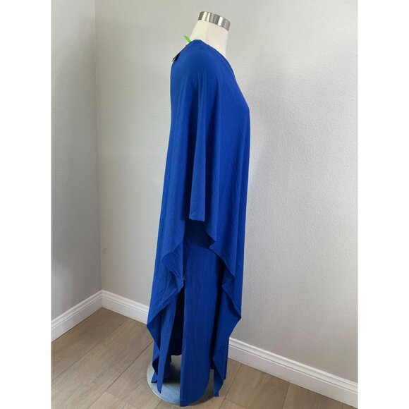 NEW Aakasha Womens Medium Blue One Shoulder Asymmetrical Maxi Dress - Picture 2 of 10